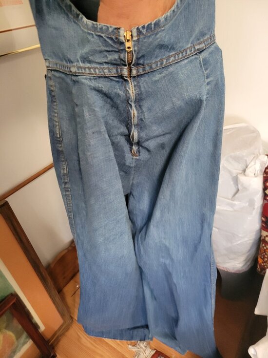 Rare land Lubber 1970's Halter Top Denim Wide Leg Overalls Size M? - Picture 6 of 7